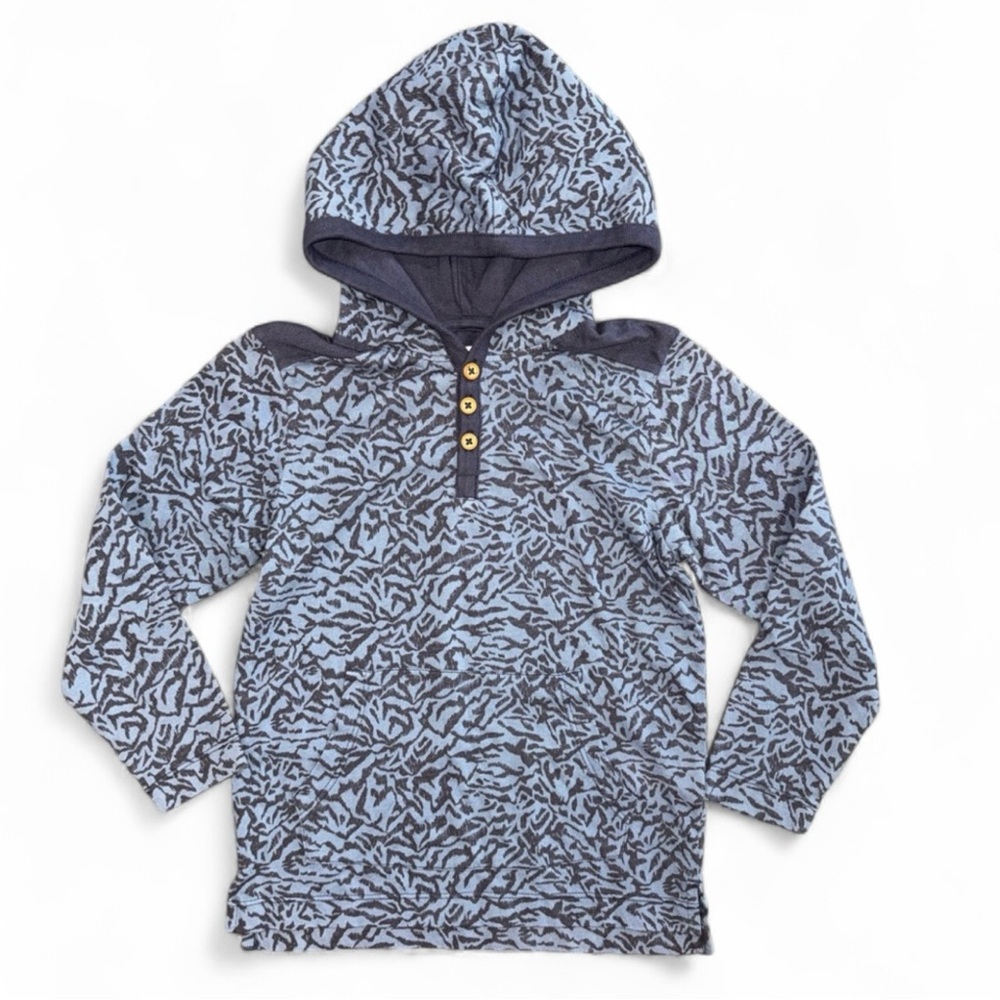 NWT Tucker + Tate Hooded Sweatshirt Blue Chinoise Sketch Collage Unisex Size 4